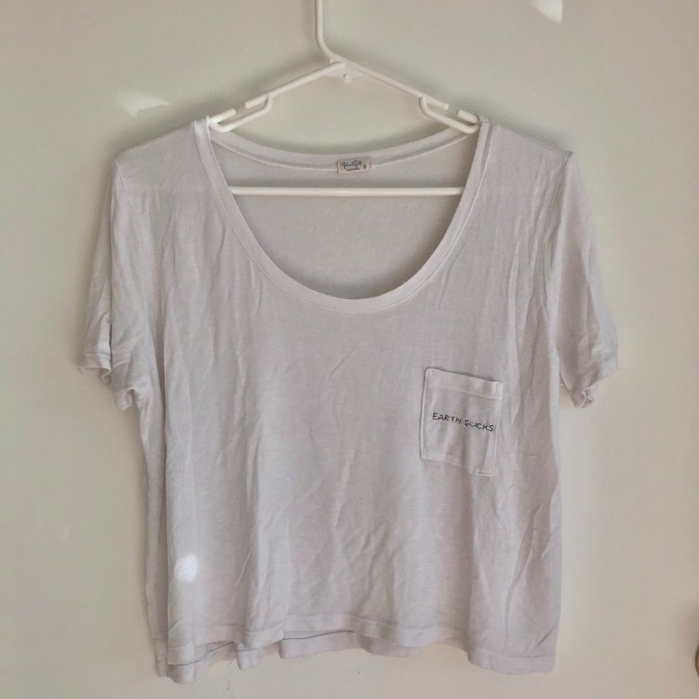 Brandy Melville Vintage White Pocket Tee